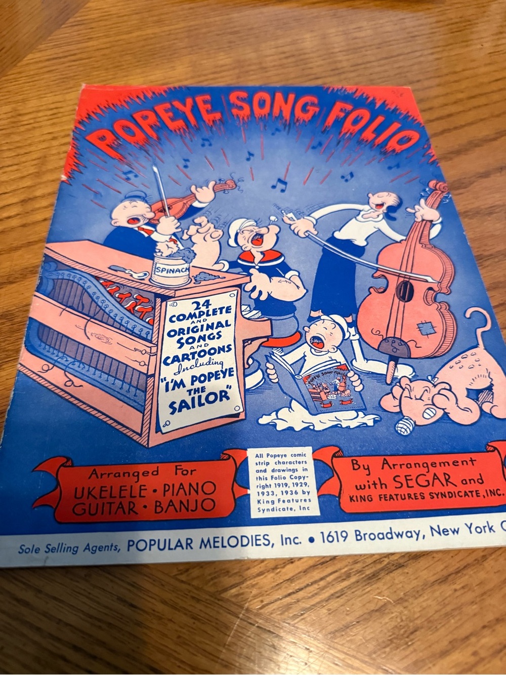 Popeye Song Folio Vintage Sheet Music - Blue & Red Cover